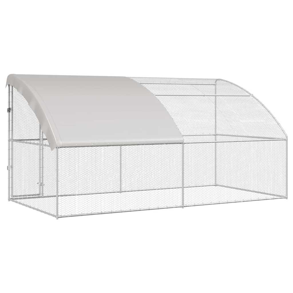 Kippenhok 2 pcs Zilver 400 x 200 x 200 cm Staal en PE