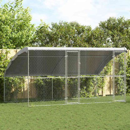 Hondenhok Met Opslag 2 Pcs Zilver 4 X 2 X 2 M Staal 400 cm Met 2 deuren