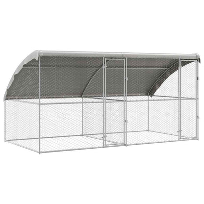 Hondenhok Met Opslag 2 Pcs Zilver 4 X 2 X 2 M Staal 400 cm Met 2 deuren