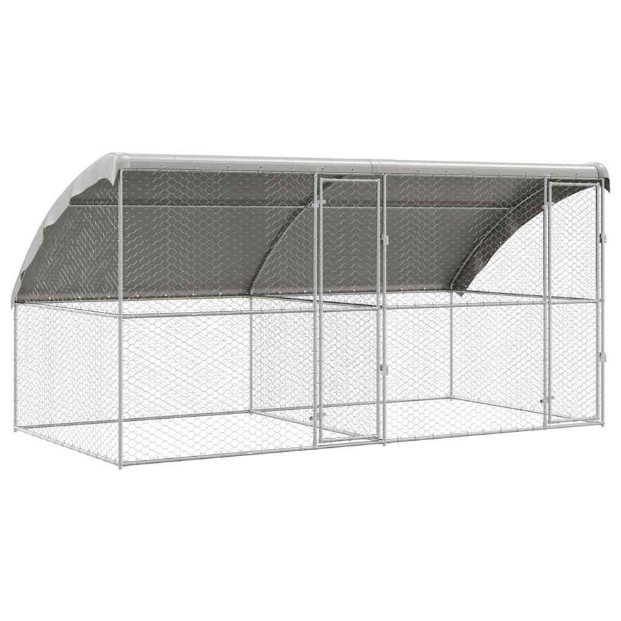Hondenhok Met Opslag 2 Pcs Zilver 4 X 2 X 2 M Staal 400 cm Met 2 deuren