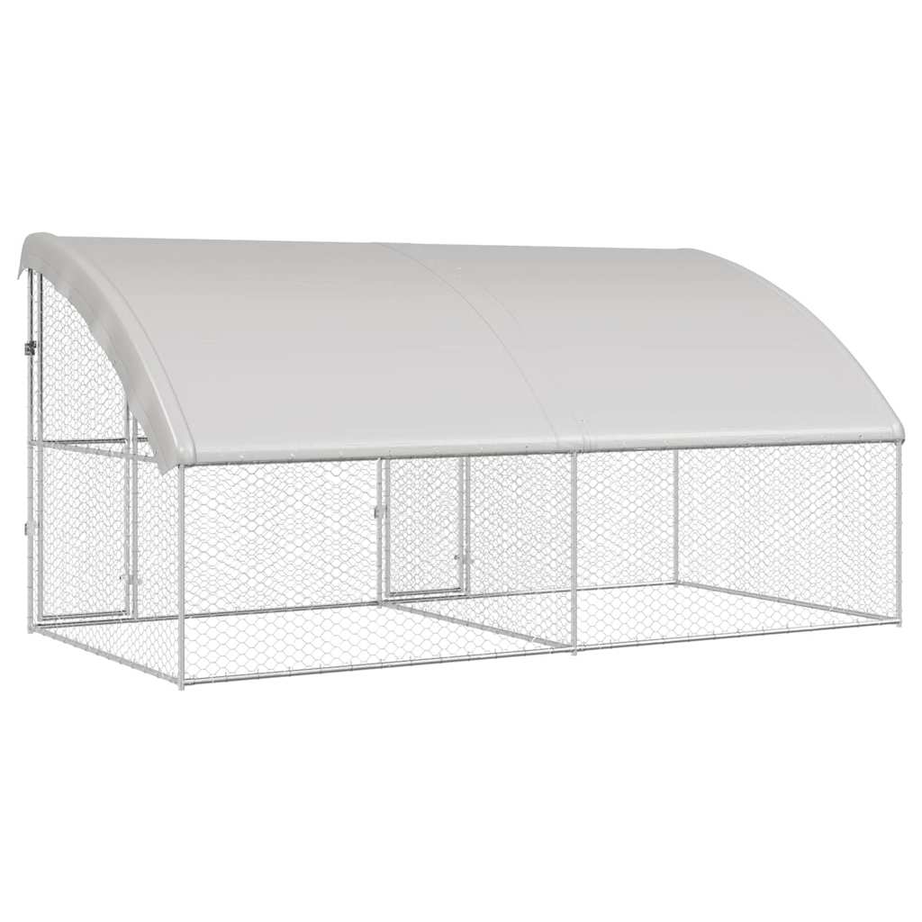 Hondenhok Met Opslag 2 Pcs Zilver 4 X 2 X 2 M Staal 400 cm Met 2 deuren