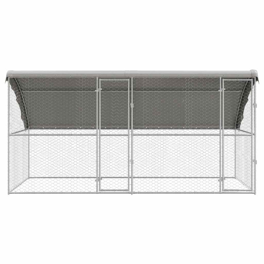 Hondenhok Met Opslag 2 Pcs Zilver 4 X 2 X 2 M Staal 400 cm Met 2 deuren