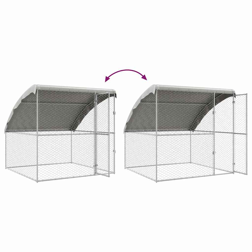 Hondenhok Met Opslag 2 Pcs Zilver 4 X 2 X 2 M Staal 400 cm Met 2 deuren