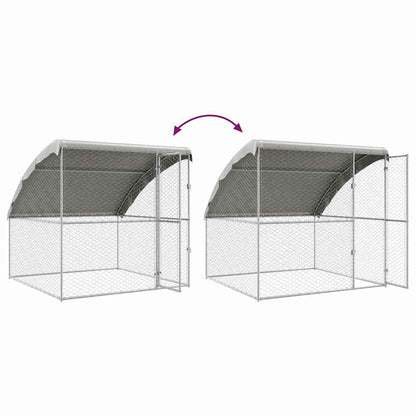 Hondenhok Met Opslag 2 Pcs Zilver 4 X 2 X 2 M Staal 400 cm Met 2 deuren