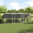Hondenhok met opslag 600x200x200 cm staal zilver