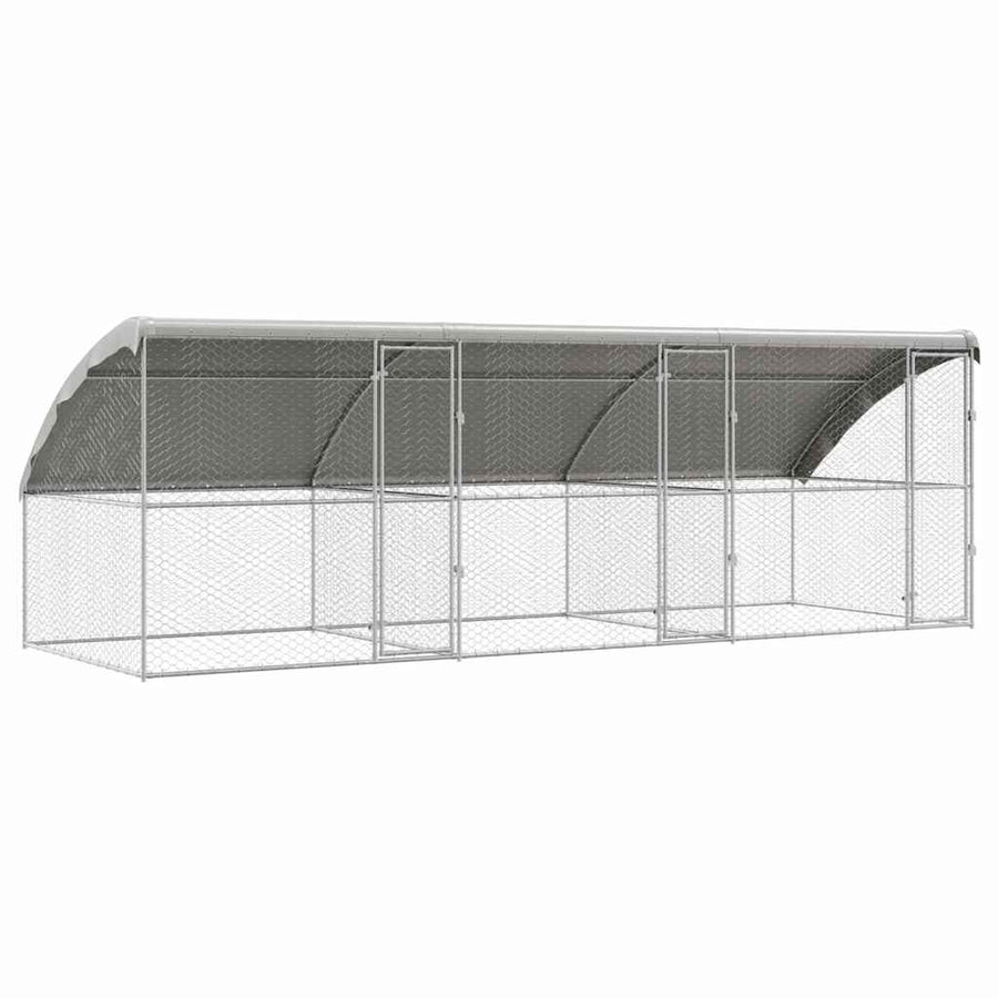 Hondenhok Met Opslag 3 Pcs Zilver 6 X 2 X 2 M Staal 600 cm met 3 deuren
