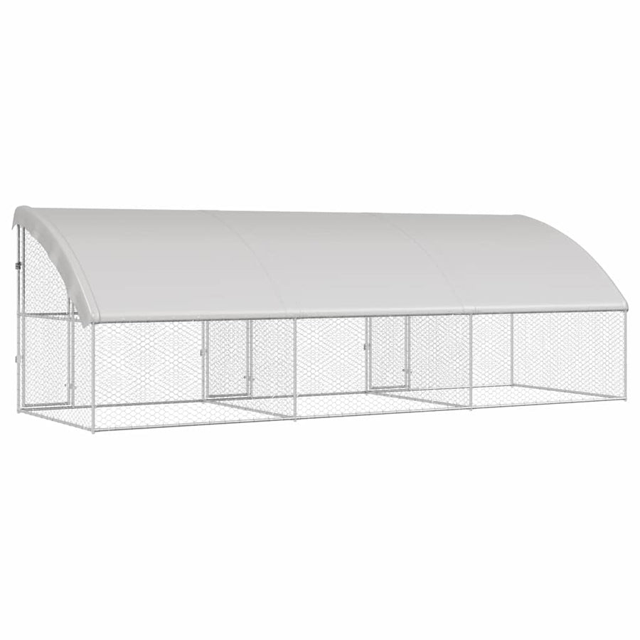 Hondenhok Met Opslag 3 Pcs Zilver 6 X 2 X 2 M Staal 600 cm met 3 deuren