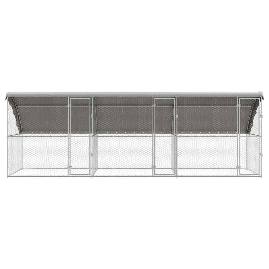 Hondenhok Met Opslag 3 Pcs Zilver 6 X 2 X 2 M Staal 600 cm met 3 deuren