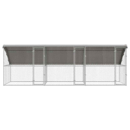 Hondenhok Met Opslag 3 Pcs Zilver 6 X 2 X 2 M Staal 600 cm met 3 deuren