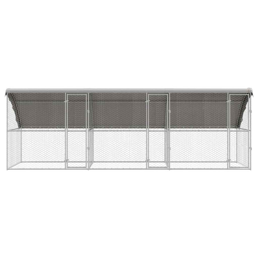 Hondenhok Met Opslag 3 Pcs Zilver 6 X 2 X 2 M Staal 600 cm met 3 deuren
