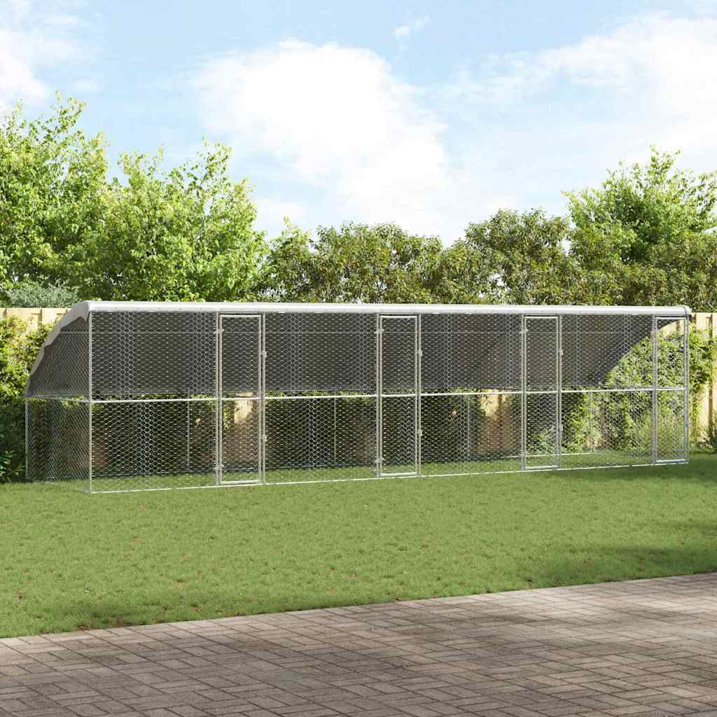 Hondenhok Met Opslag 4 Pcs Zilver 8 X 2 X 2 M Staal 800 x 230 cm met 4 deuren