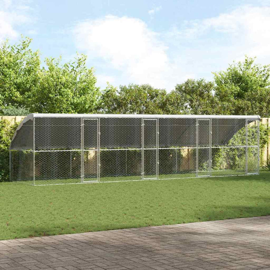 Hondenhok Met Opslag 4 Pcs Zilver 8 X 2 X 2 M Staal 800 x 230 cm met 4 deuren