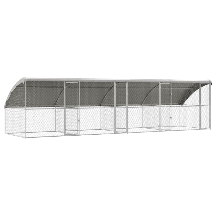 Hondenhok Met Opslag 4 Pcs Zilver 8 X 2 X 2 M Staal 800 x 230 cm met 4 deuren