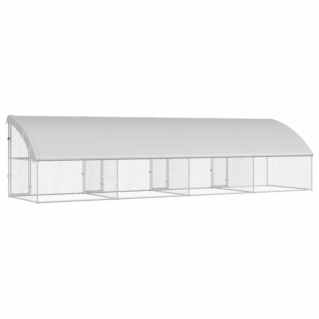 Hondenhok Met Opslag 4 Pcs Zilver 8 X 2 X 2 M Staal 800 x 230 cm met 4 deuren