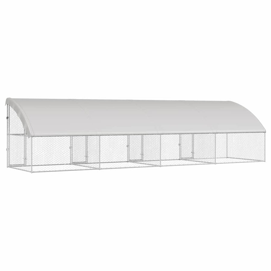 Hondenhok Met Opslag 4 Pcs Zilver 8 X 2 X 2 M Staal 800 x 230 cm met 4 deuren