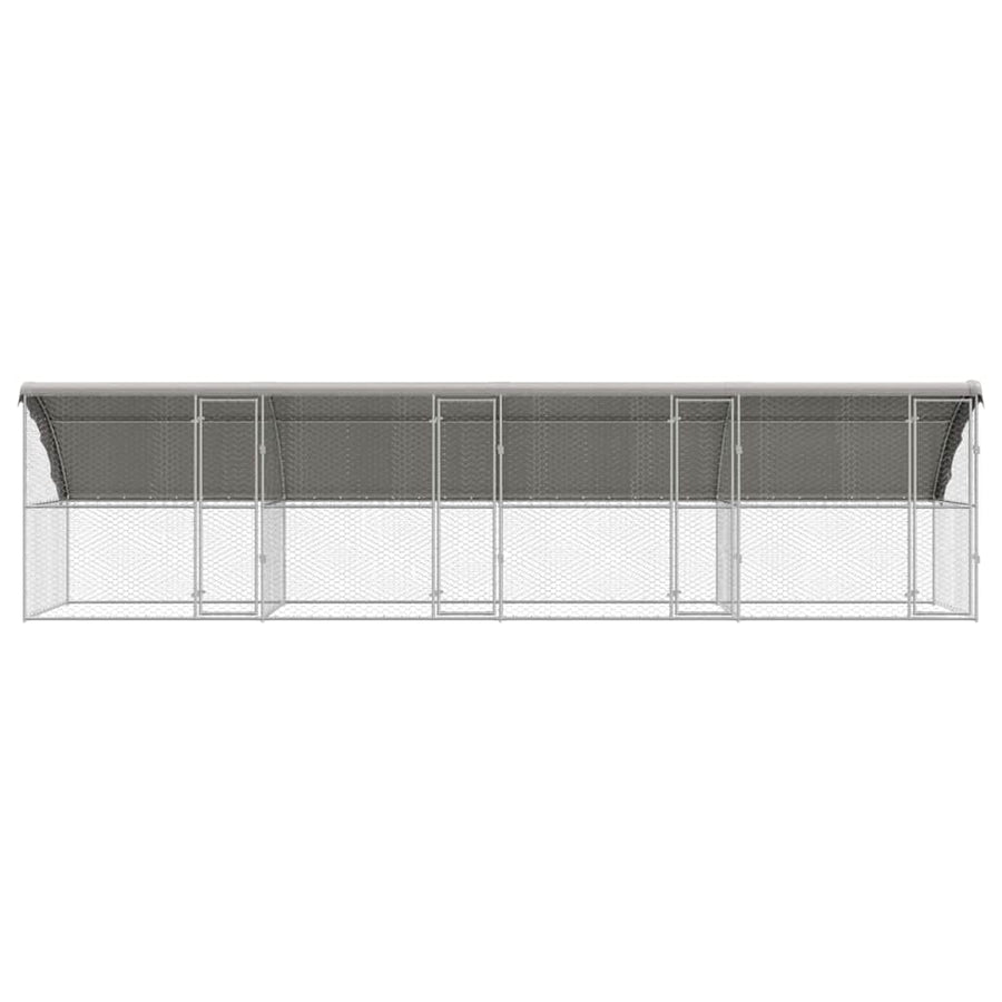 Hondenhok Met Opslag 4 Pcs Zilver 8 X 2 X 2 M Staal 800 x 230 cm met 4 deuren