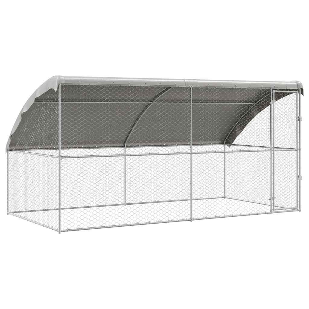 Hondenhok Met Opslag 2 Pcs Zilver 4 X 2 X 2 M Staal 400 cm Met 1 deur