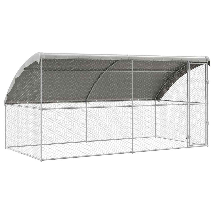 Hondenhok Met Opslag 2 Pcs Zilver 4 X 2 X 2 M Staal 400 cm Met 1 deur