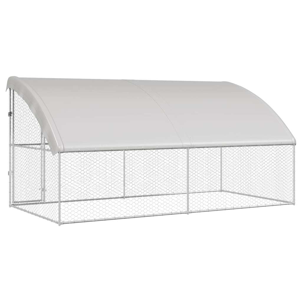 Hondenhok Met Opslag 2 Pcs Zilver 4 X 2 X 2 M Staal 400 cm Met 1 deur