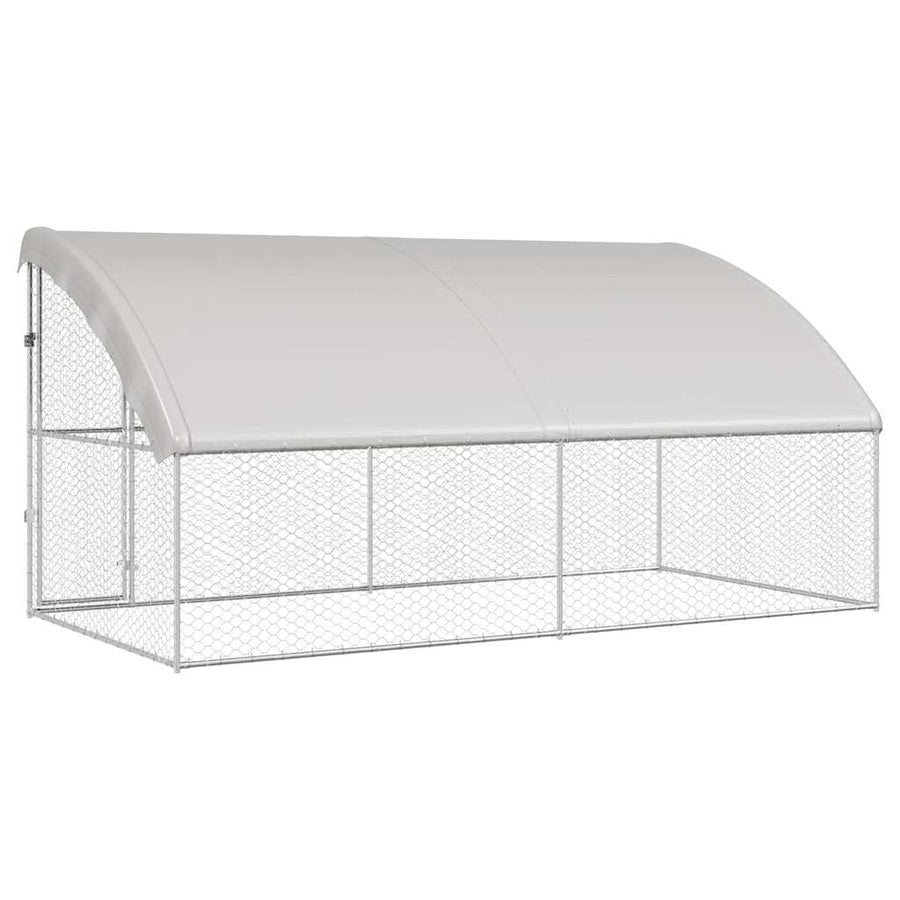 Hondenhok Met Opslag 2 Pcs Zilver 4 X 2 X 2 M Staal 400 cm Met 1 deur