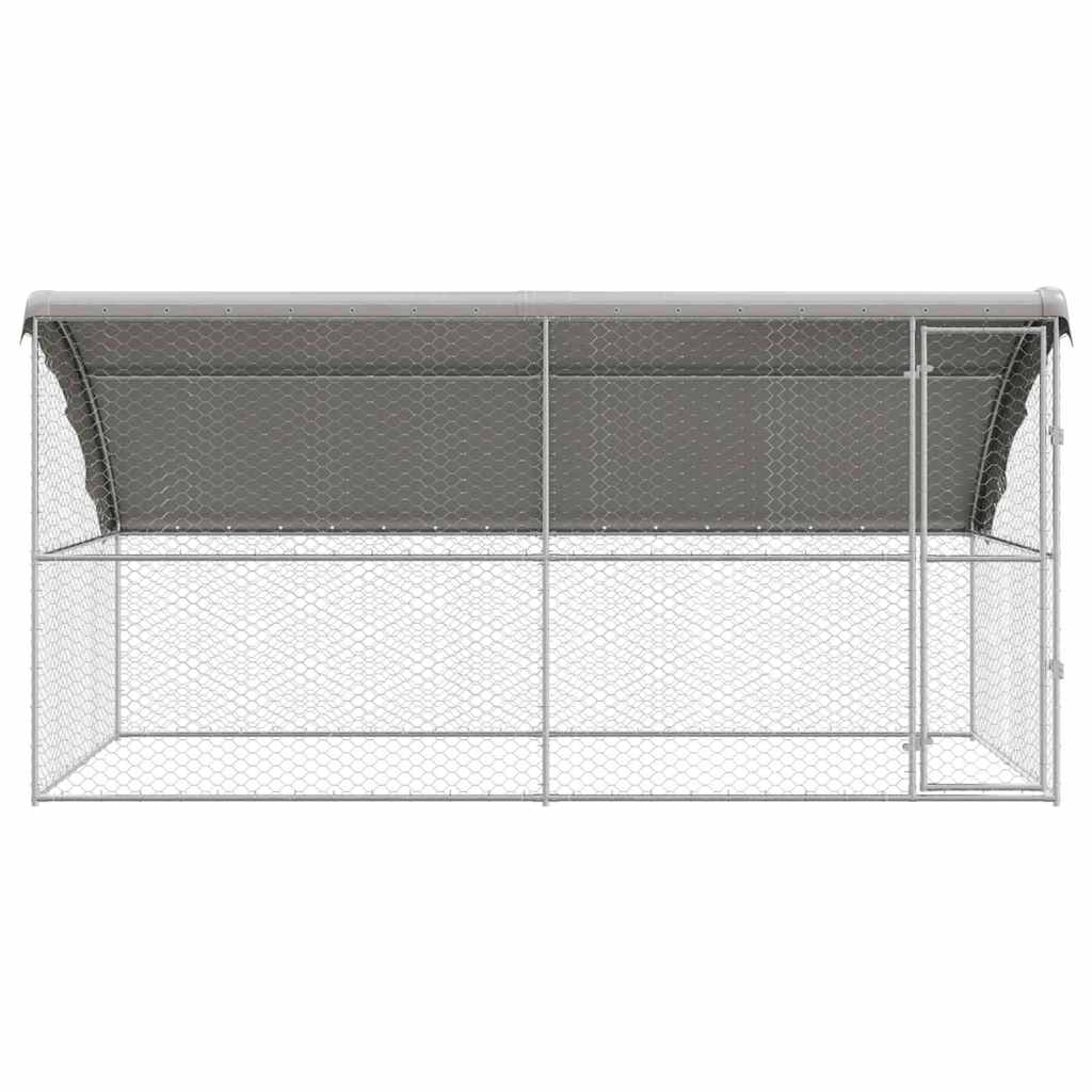 Hondenhok Met Opslag 2 Pcs Zilver 4 X 2 X 2 M Staal 400 cm Met 1 deur