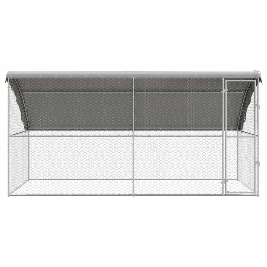 Hondenhok Met Opslag 2 Pcs Zilver 4 X 2 X 2 M Staal 400 cm Met 1 deur