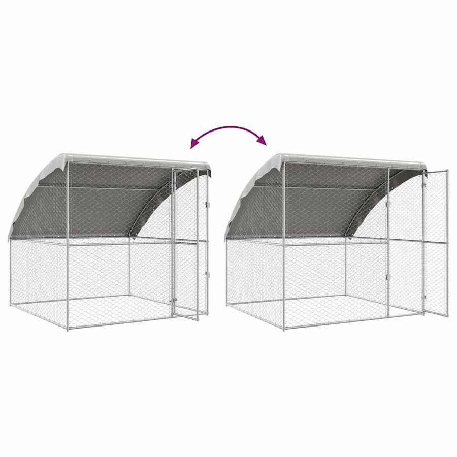 Hondenhok Met Opslag 2 Pcs Zilver 4 X 2 X 2 M Staal 400 cm Met 1 deur