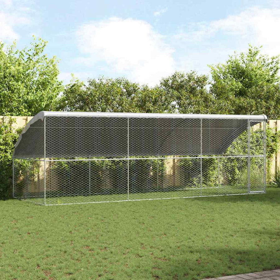 Hondenhok Met Opslag 3 Pcs Zilver 6 X 2 X 2 M Staal 600 cm Met 1 deur