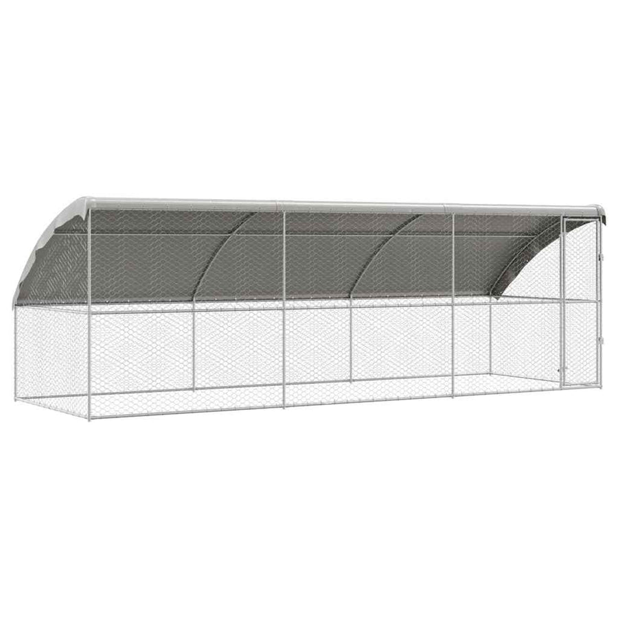 Hondenhok Met Opslag 3 Pcs Zilver 6 X 2 X 2 M Staal 600 cm Met 1 deur