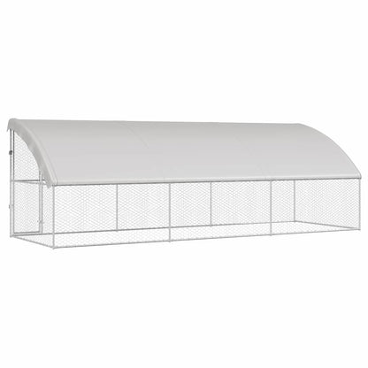 Hondenhok Met Opslag 3 Pcs Zilver 6 X 2 X 2 M Staal 600 cm Met 1 deur