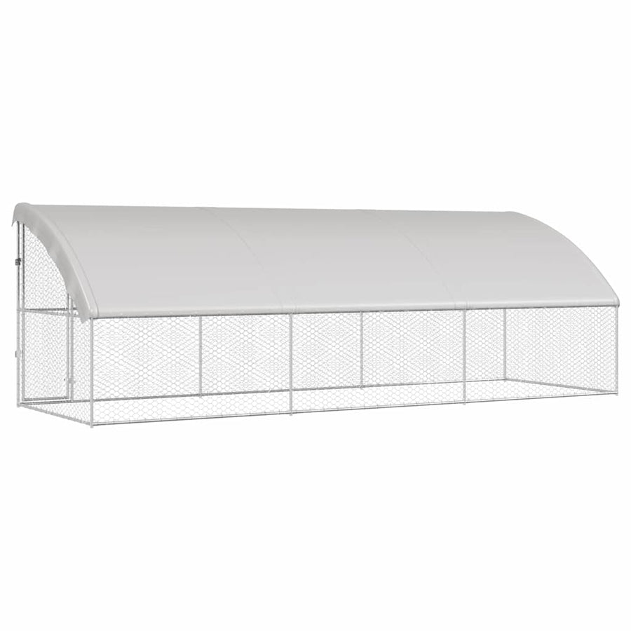 Hondenhok Met Opslag 3 Pcs Zilver 6 X 2 X 2 M Staal 600 cm Met 1 deur