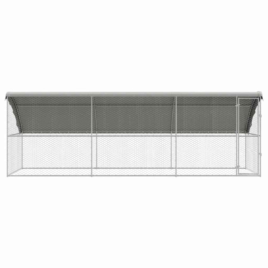 Hondenhok Met Opslag 3 Pcs Zilver 6 X 2 X 2 M Staal 600 cm Met 1 deur