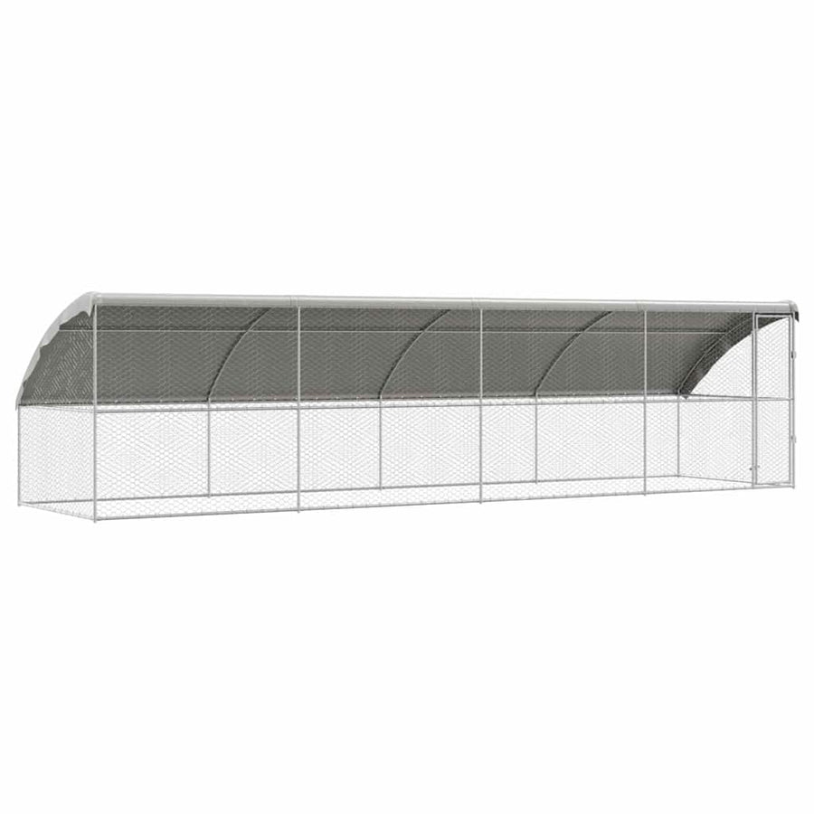 Hondenhok Met Opslag 4 Pcs Zilver 8 X 2 X 2 M Staal 800 x 230 cm Met 1 deur