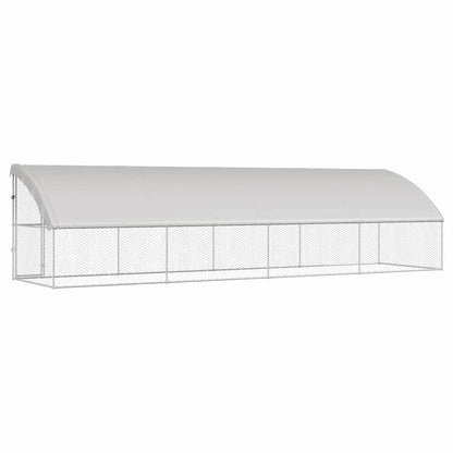 Hondenhok Met Opslag 4 Pcs Zilver 8 X 2 X 2 M Staal 800 x 230 cm Met 1 deur