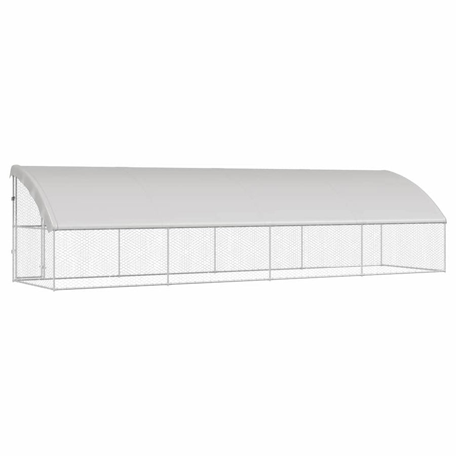 Hondenhok Met Opslag 4 Pcs Zilver 8 X 2 X 2 M Staal 800 x 230 cm Met 1 deur