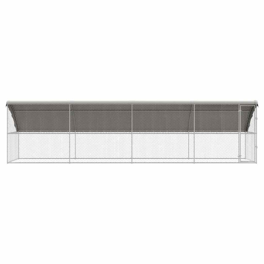 Hondenhok Met Opslag 4 Pcs Zilver 8 X 2 X 2 M Staal 800 x 230 cm Met 1 deur