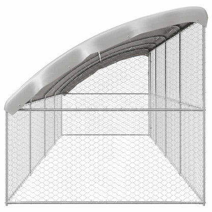 Hondenhok Met Opslag 4 Pcs Zilver 8 X 2 X 2 M Staal 800 x 230 cm Met 1 deur