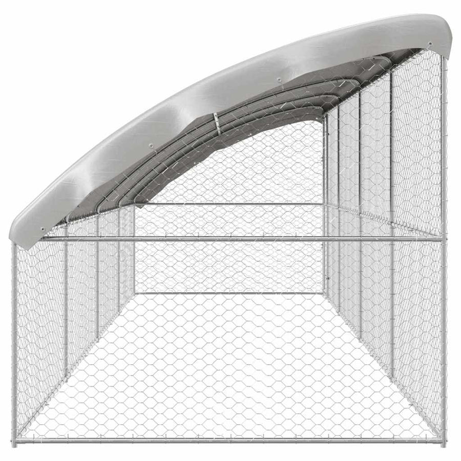 Hondenhok Met Opslag 4 Pcs Zilver 8 X 2 X 2 M Staal 800 x 230 cm Met 1 deur