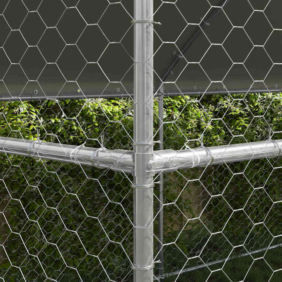 Hondenhok Met Opslag 3 Pcs Zilver 6 X 2 X 2 M Staal 600 cm Met 2 deuren