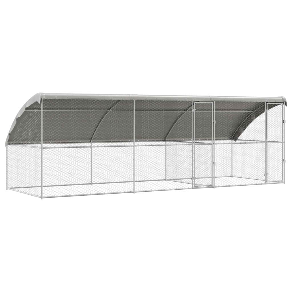 Hondenhok Met Opslag 3 Pcs Zilver 6 X 2 X 2 M Staal 600 cm Met 2 deuren