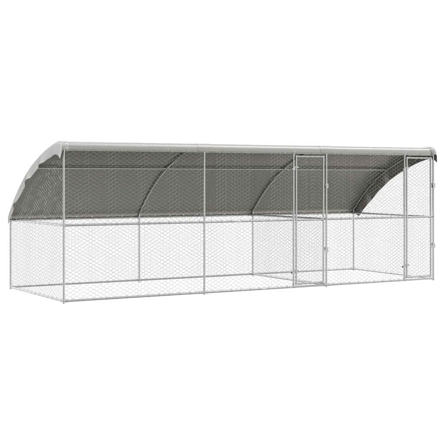 Hondenhok Met Opslag 3 Pcs Zilver 6 X 2 X 2 M Staal 600 cm Met 2 deuren
