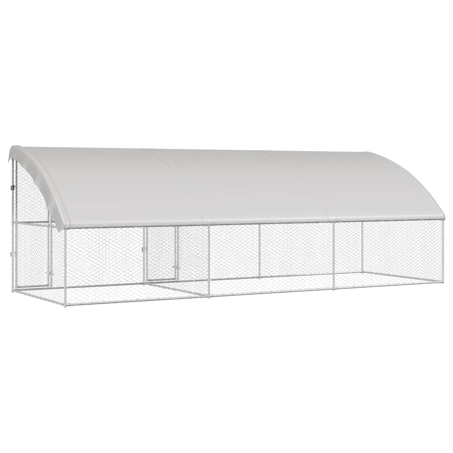 Hondenhok Met Opslag 3 Pcs Zilver 6 X 2 X 2 M Staal 600 cm Met 2 deuren