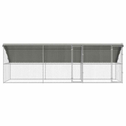 Hondenhok Met Opslag 3 Pcs Zilver 6 X 2 X 2 M Staal 600 cm Met 2 deuren
