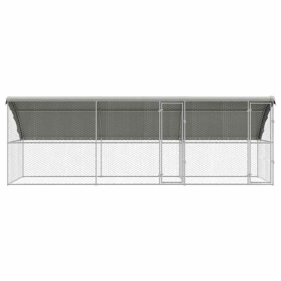 Hondenhok Met Opslag 3 Pcs Zilver 6 X 2 X 2 M Staal 600 cm Met 2 deuren