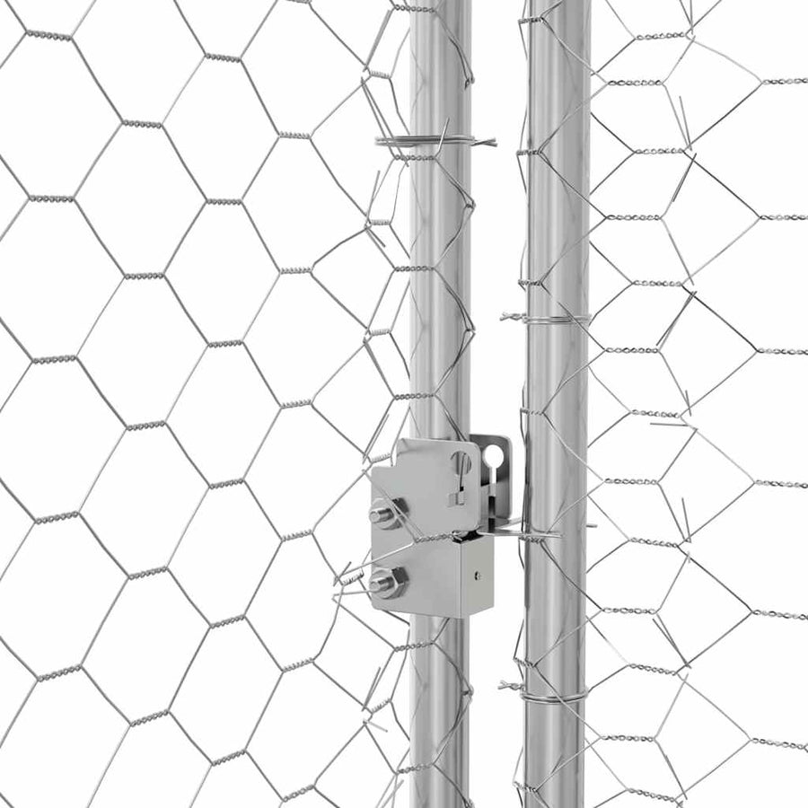 Hondenhok Met Opslag 4 Pcs Zilver 8 X 2 X 2 M Staal 800 x 230 cm Met 2 deuren