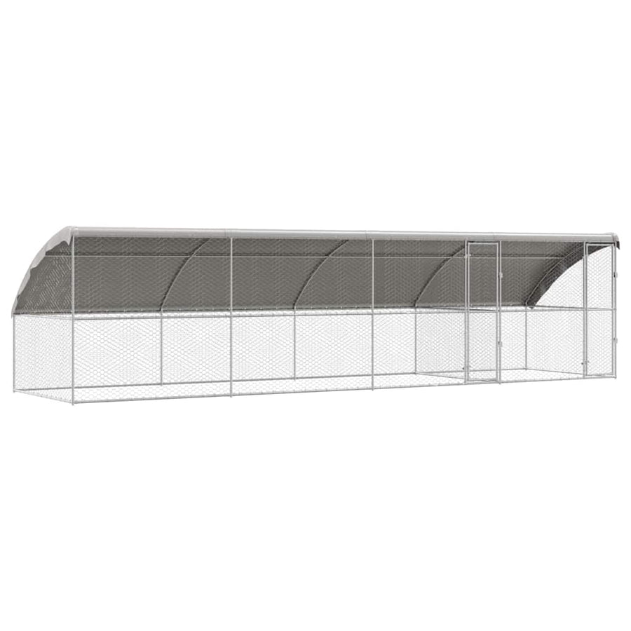 Hondenhok Met Opslag 4 Pcs Zilver 8 X 2 X 2 M Staal 800 x 230 cm Met 2 deuren