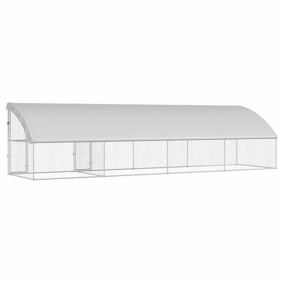 Hondenhok Met Opslag 4 Pcs Zilver 8 X 2 X 2 M Staal 800 x 230 cm Met 2 deuren