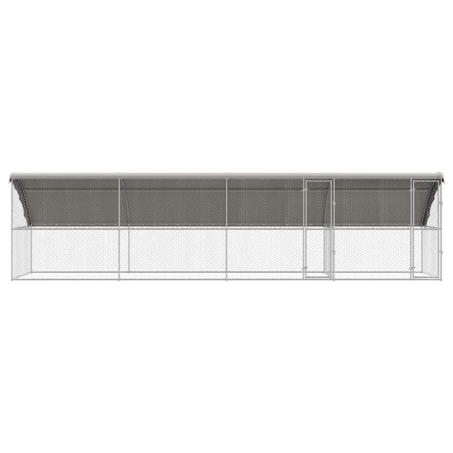 Hondenhok Met Opslag 4 Pcs Zilver 8 X 2 X 2 M Staal 800 x 230 cm Met 2 deuren