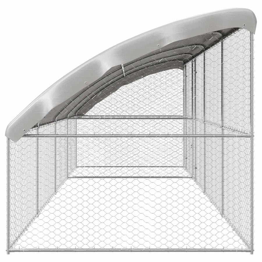Hondenhok Met Opslag 4 Pcs Zilver 8 X 2 X 2 M Staal 800 x 230 cm Met 2 deuren