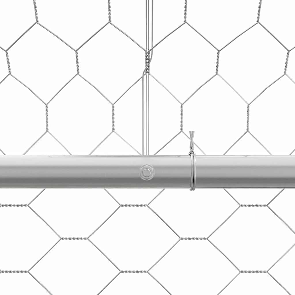 Hondenhok Met Opslag 2 Pcs Zilver 4 X 2 X 2 M Staal 400 cm Met 2 deuren